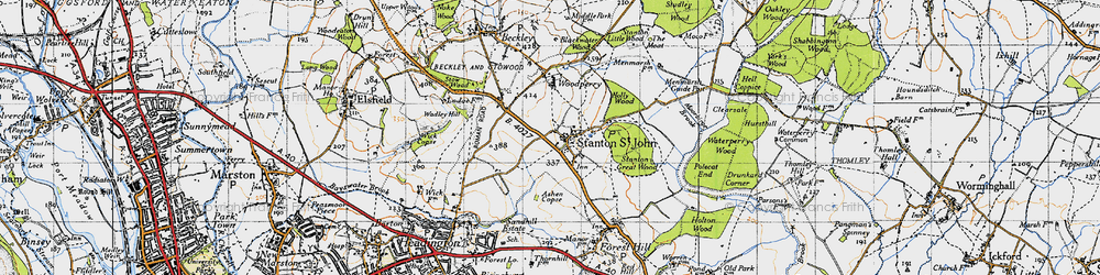 Old map of Stanton St John in 1946