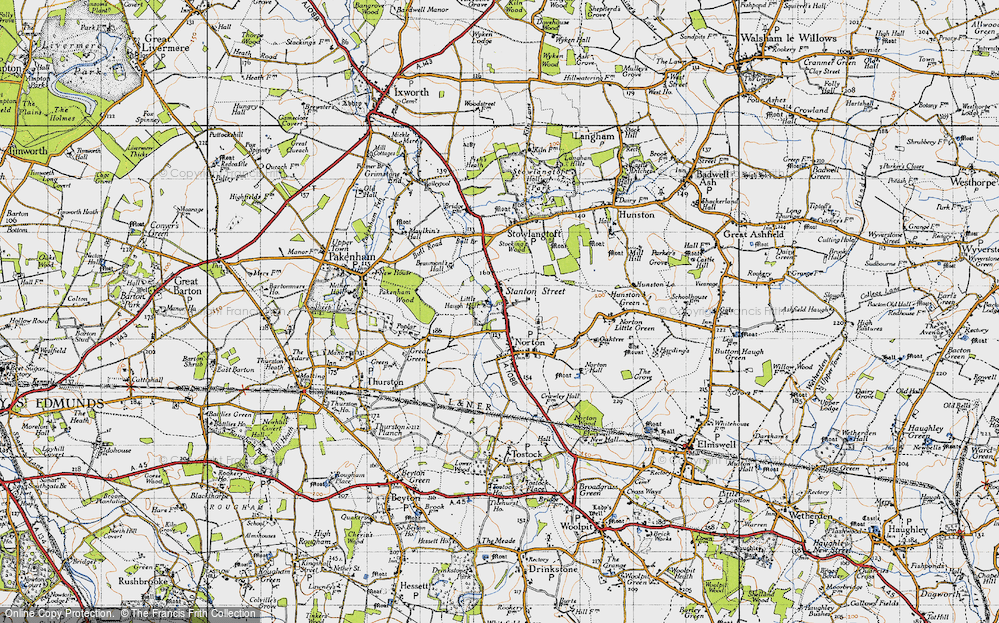 Old Map of Historic Map covering Bull Br in 1946