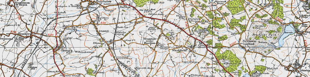 Old map of Stanton under Bardon in 1946