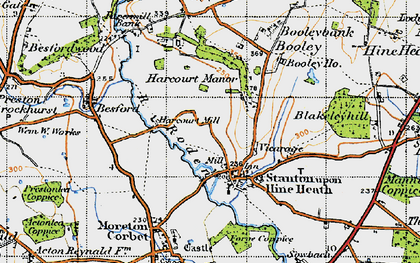 Old map of Stanton upon Hine Heath in 1947