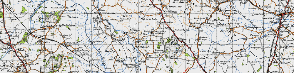 Old map of Stanwardine in the Wood in 1947