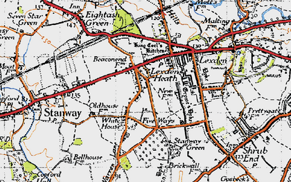 Old map of Stanway in 1945