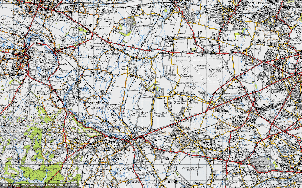 Old Map of Stanwell Moor, 1945 in 1945