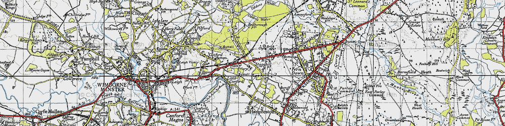 Old map of Stapehill in 1940