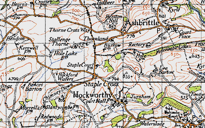 Old map of Staple Cross in 1946