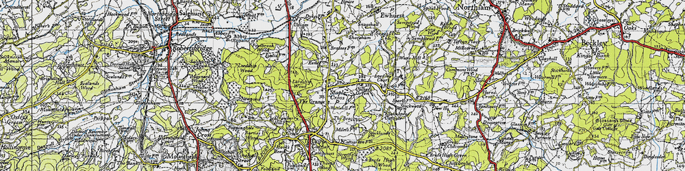 Old map of Staplecross in 1940