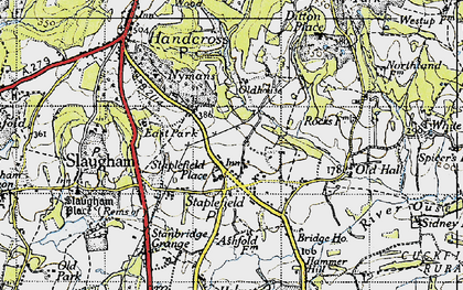 Old map of Brantridge in 1940