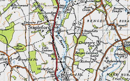Old map of Woodhall Park in 1946
