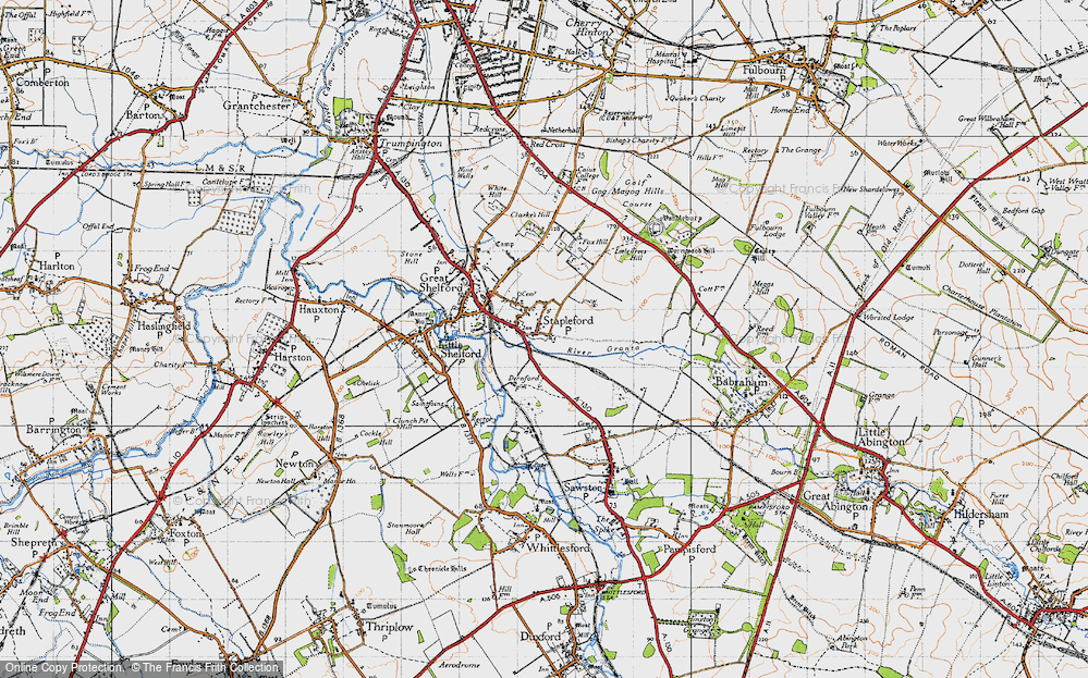 Old Map of Historic Map covering River Granta in 1946