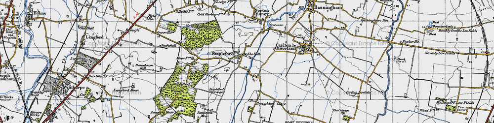 Old map of Stapleford in 1947