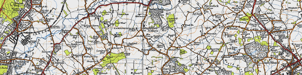 Old map of Stapleford Abbotts in 1946