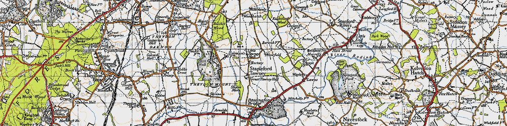 Old map of Stapleford Tawney in 1946