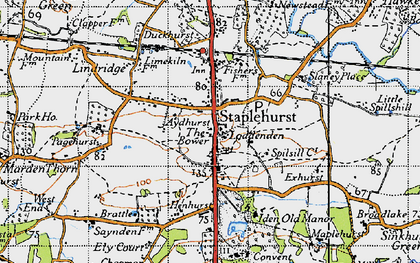 Old map of Staplehurst in 1940