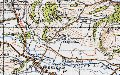 Old map of Boultibrooke in 1947