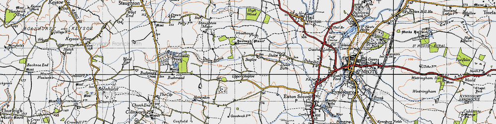 Old map of Staploe in 1946