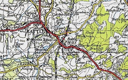 Old map of Starr's Green in 1940