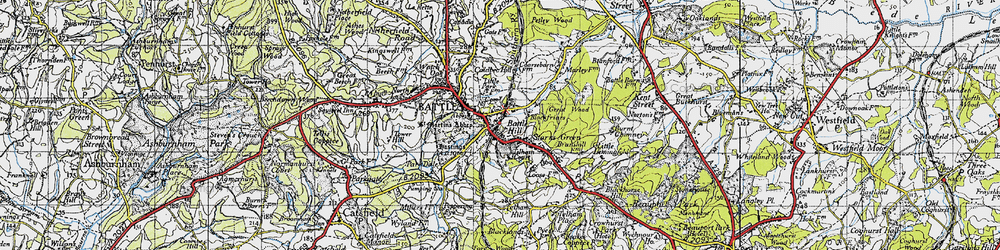 Old map of Starr's Green in 1940