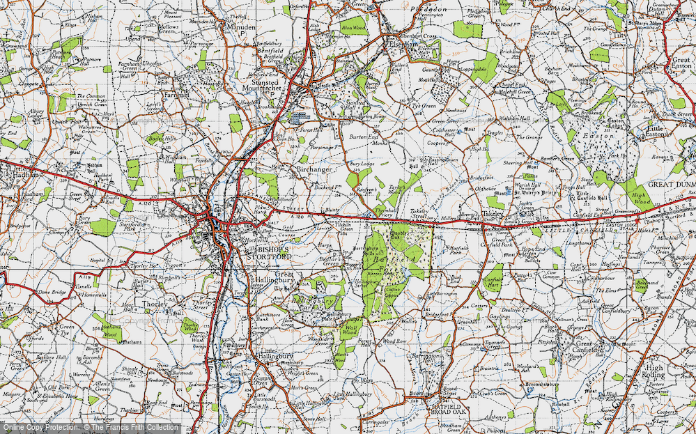Old Map of Historic Map covering Birchanger Green Services in 1946