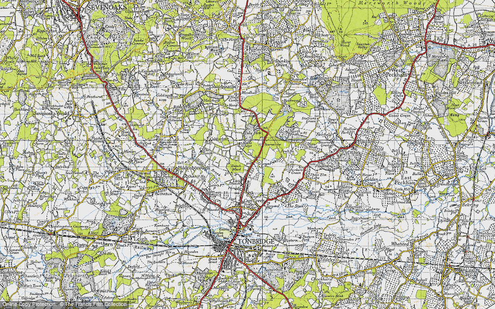 Old Map of Historic Map covering Yews, The in 1946