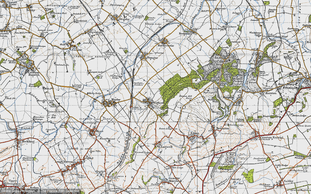 Old Map of Historic Map covering Barkestone Wood in 1946