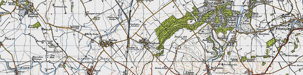 Old map of Barkestone Wood in 1946