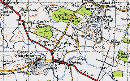 Old map of Staughton Green in 1946