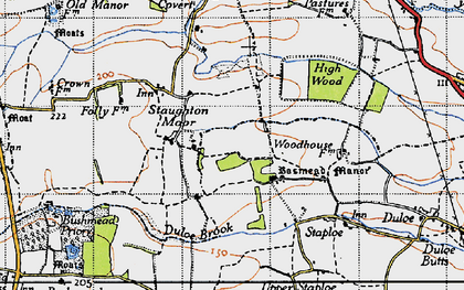 Old map of Staughton Moor in 1946