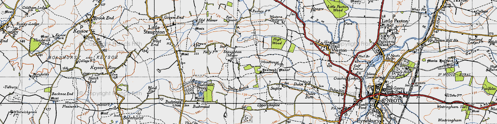 Old map of Staughton Moor in 1946