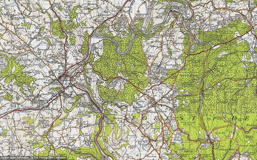 Old Map of Historic Map covering Birchen Wood in 1946