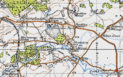 Old map of Staunton on Arrow in 1947