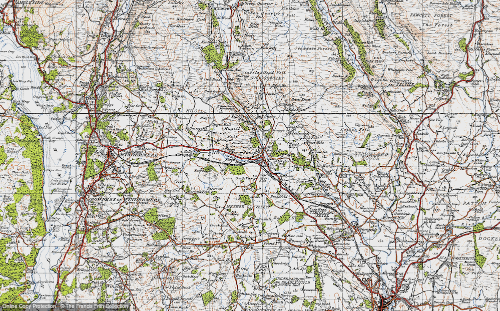 Old Map of Historic Map covering Brunt Knott in 1947