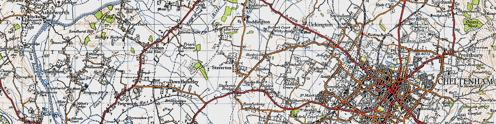 Old map of Staverton in 1946