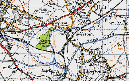 Old map of Staverton in 1946