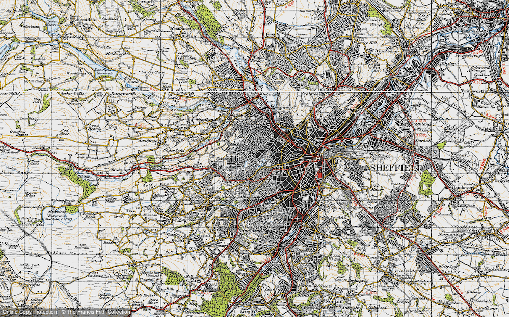 Old Map of Steel Bank, 1947 in 1947