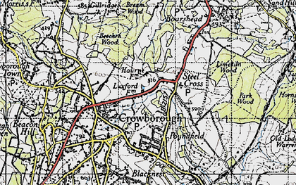 Old map of Steel Cross in 1940