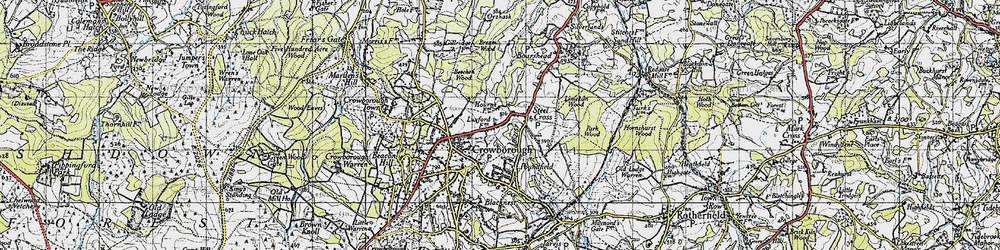 Old map of Steel Cross in 1940