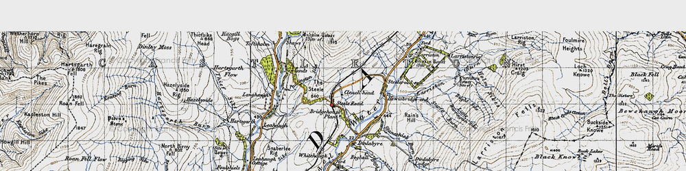 Old map of Steele Road in 1947