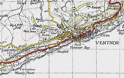 Old map of Steephill in 1945