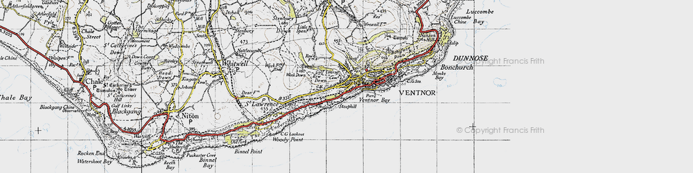 Old map of Steephill in 1945