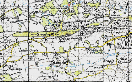 Old map of Purbeck Hills in 1940