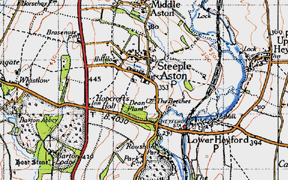 Old map of Steeple Aston in 1946