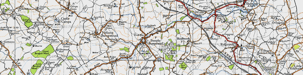 Old map of Steeple Bumpstead in 1946