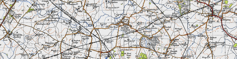 Old map of Steeple Claydon in 1946