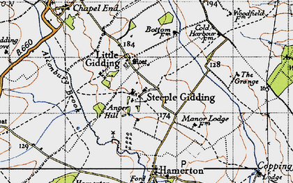 Old map of Steeple Gidding in 1946