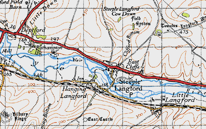 Old map of Steeple Langford in 1940