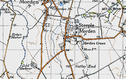 Old map of Steeple Morden in 1946
