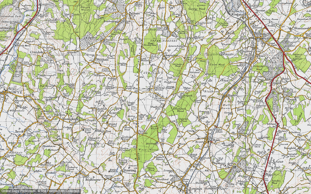 Old Map of Stelling Minnis, 1947 in 1947