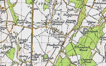 Old map of Stelling Minnis in 1947