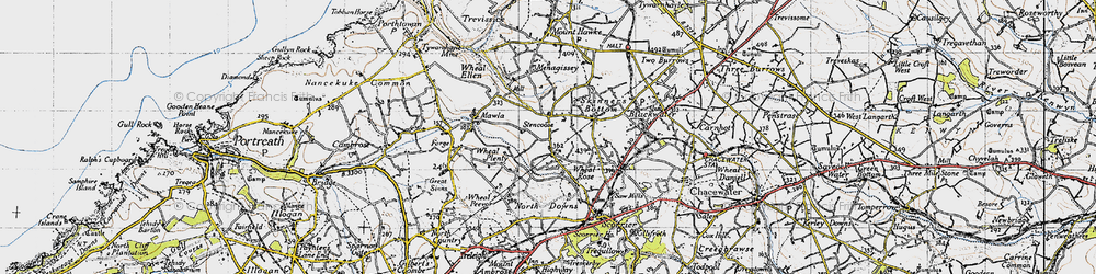 Old map of Stencoose in 1946