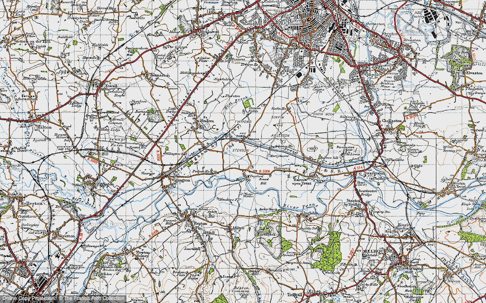 Old Map of Stenson, 1946 in 1946